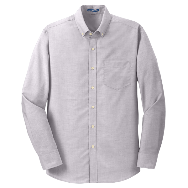 Port Authority SuperPro Oxford Shirt, Gusty Grey, Front view