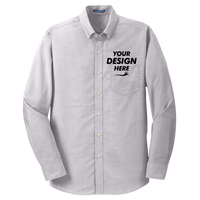Port Authority SuperPro Oxford Shirt, Gusty Grey, Front view, Mockup