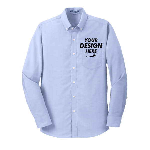 Port Authority SuperPro Oxford Shirt, Oxford Blue, Front view, Mockup