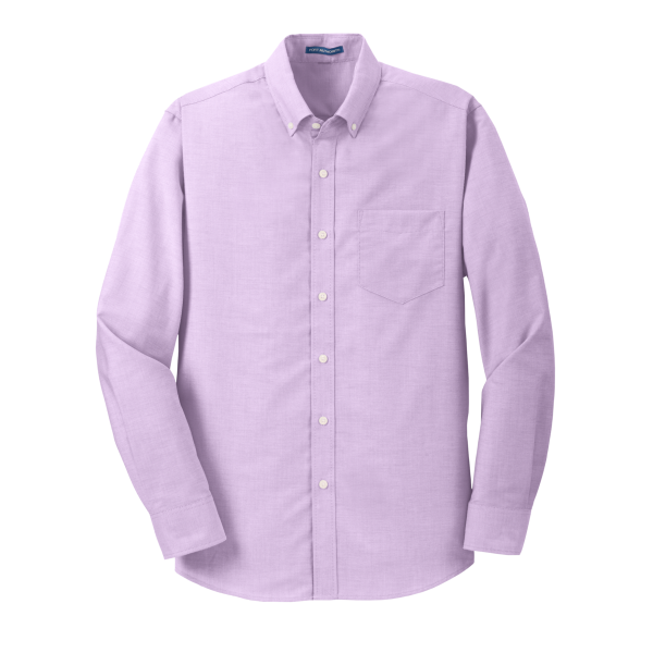 Port Authority SuperPro Oxford Shirt, Soft Purple, Front view