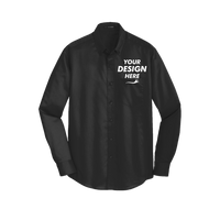 Port Authority SuperPro Twill Shirt, Black, Front view, Mockup