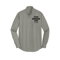 Port Authority SuperPro Twill Shirt, Monument Grey, Front view, Mockup