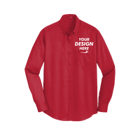 Port Authority SuperPro Twill Shirt, Rich Red, Front view, Mockup