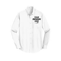 Port Authority SuperPro Twill Shirt, White, Front view, Mockup