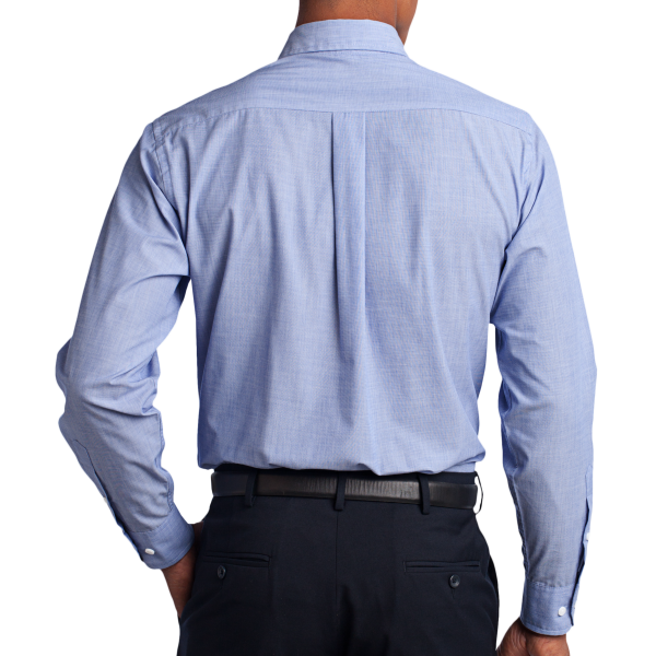 Port Authority Tall Crosshatch Easy Care Shirt, Chambray Blue, Back view