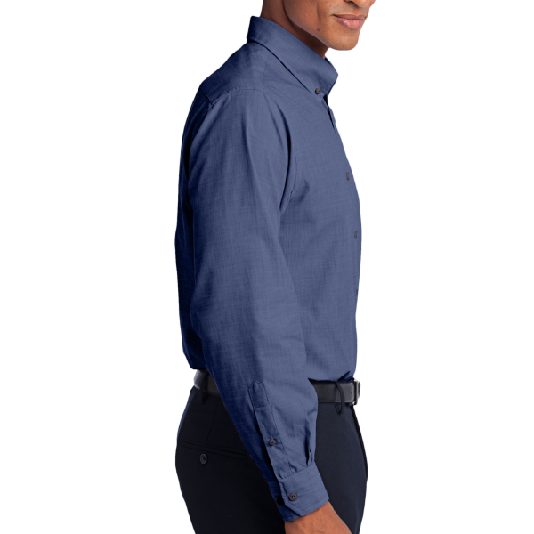 Port Authority Tall Crosshatch Easy Care Shirt, Deep Blue, Right Side view