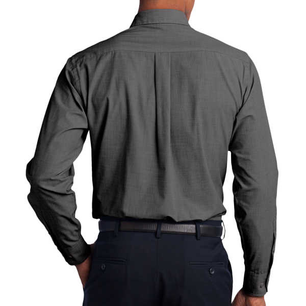 Port Authority Tall Crosshatch Easy Care Shirt, Soft Black, Back view
