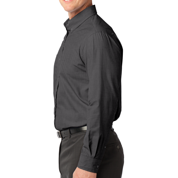Port Authority Tall Crosshatch Easy Care Shirt, Soft Black, Left Side view