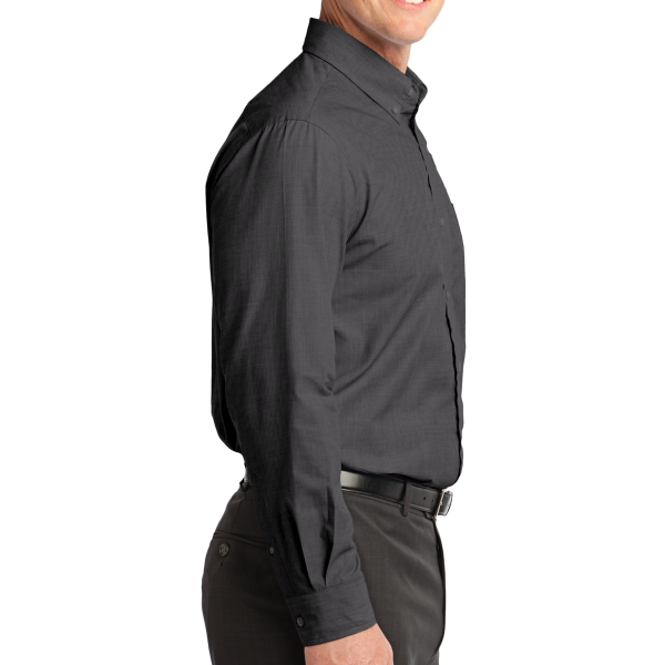 Port Authority Tall Crosshatch Easy Care Shirt, Soft Black, Right Side view