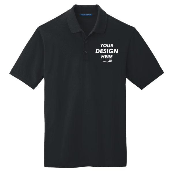 Port Authority Tall EZCotton ® Polo, Black, Front view, Mockup