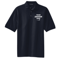 Port Authority Tall Heavyweight Cotton Pique Polo, Navy, Front view, Mockup
