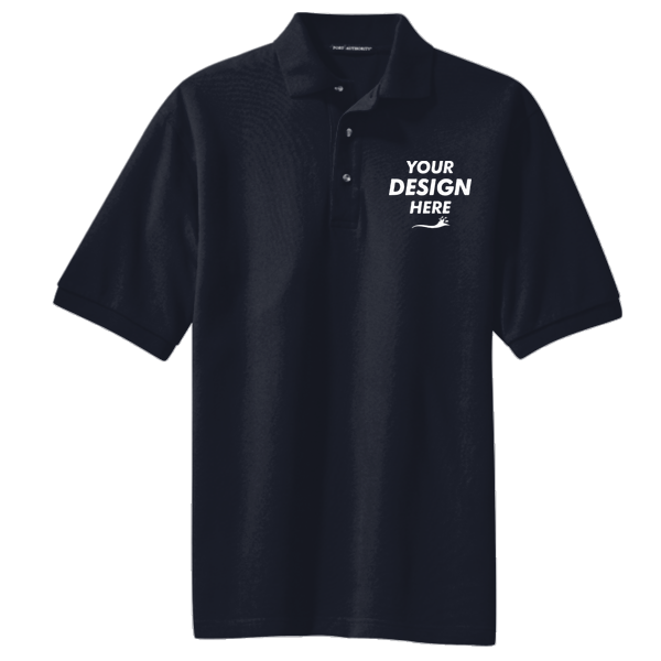 Port Authority Tall Heavyweight Cotton Pique Polo, Navy, Front view, Mockup