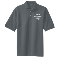 Port Authority Tall Heavyweight Cotton Pique Polo, Steel Grey, Front view, Mockup