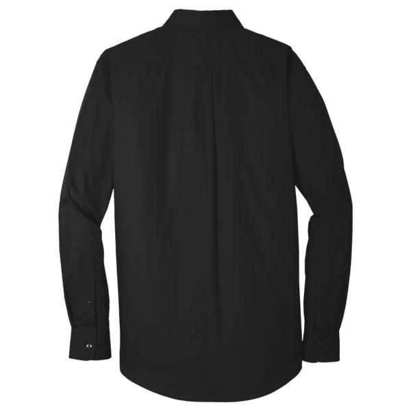 Port Authority Tall Long Sleeve Carefree Poplin Shirt, Deep Black, Back view