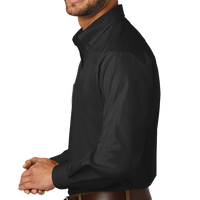 Port Authority Tall Long Sleeve Carefree Poplin Shirt, Deep Black, Left view