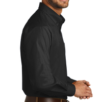 Port Authority Tall Long Sleeve Carefree Poplin Shirt, Deep Black, Right view