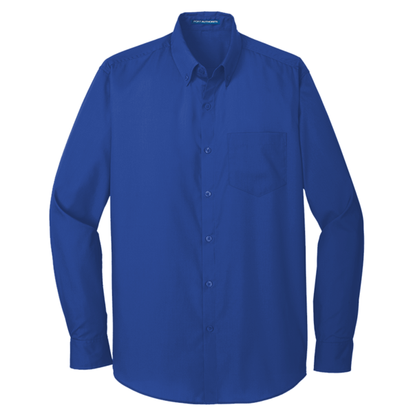 Port Authority Tall Long Sleeve Carefree Poplin Shirt, True Royal, Front view