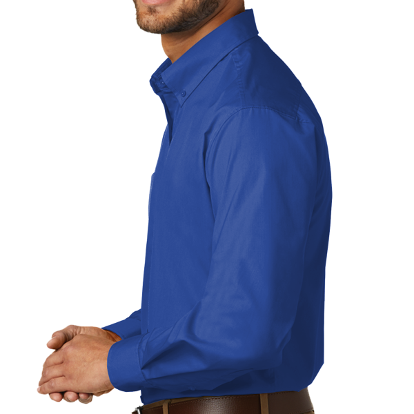 Port Authority Tall Long Sleeve Carefree Poplin Shirt, True Royal, Left view