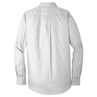 Port Authority Tall Long Sleeve Carefree Poplin Shirt, White, Back view