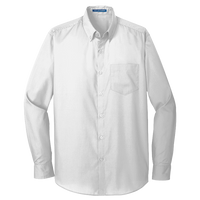Port Authority Tall Long Sleeve Carefree Poplin Shirt, White, Front view