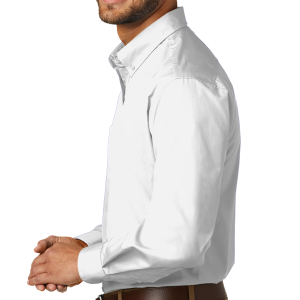 Port Authority Tall Long Sleeve Carefree Poplin Shirt, White, Left view