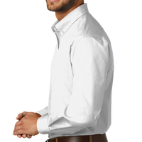 Port Authority Tall Long Sleeve Carefree Poplin Shirt, White, Left view
