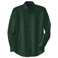 Port Authority Tall Long Sleeve Easy Care Shirt, Dark Green / Navy, Front view