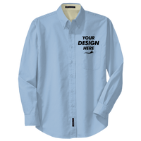 Port Authority Tall Long Sleeve Easy Care Shirt, Light Blue / Light Stone, Front view, Mockup