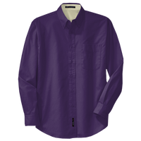 Port Authority Tall Long Sleeve Easy Care Shirt, Purple / Light Stone, Front view
