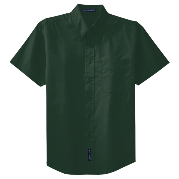 Port Authority Tall Short Sleeve Easy Care Shirt, Dark Green / Navy, Front view