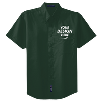 Port Authority Tall Short Sleeve Easy Care Shirt, Dark Green / Navy, Front view, Mockup