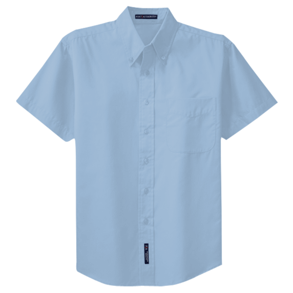 Port Authority Tall Short Sleeve Easy Care Shirt, Light Blue / Light Stone, Front view
