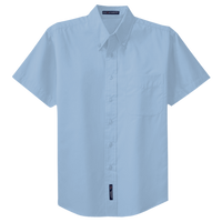 Port Authority Tall Short Sleeve Easy Care Shirt, Light Blue / Light Stone, Front view
