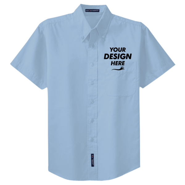 Port Authority Tall Short Sleeve Easy Care Shirt, Light Blue / Light Stone, Front view, Mockup