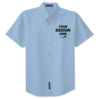 Port Authority Tall Short Sleeve Easy Care Shirt, Light Blue / Light Stone, Front view, Mockup