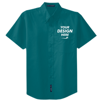 Port Authority Tall Short Sleeve Easy Care Shirt, Teal Green / Teal Green, Front view, Mockup