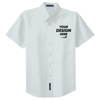Port Authority Tall Short Sleeve Easy Care Shirt, White / Light Stone, Front view, Mockup