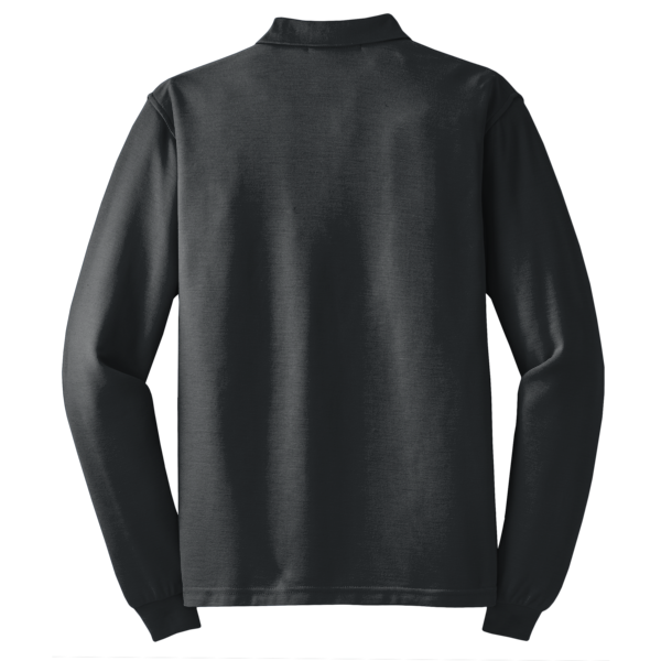Port Authority Tall Silk Touch Long Sleeve Polo, Black, Back view