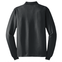 Port Authority Tall Silk Touch Long Sleeve Polo, Black, Back view