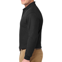 Port Authority Tall Silk Touch Long Sleeve Polo, Black, Left Sleeve view