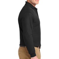 Port Authority Tall Silk Touch Long Sleeve Polo, Black, Right Sleeve view