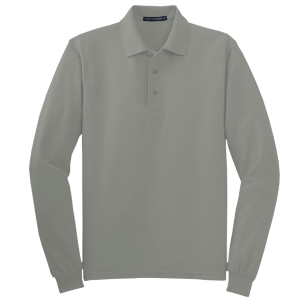 Port Authority Tall Silk Touch Long Sleeve Polo, Cool Grey, Front view