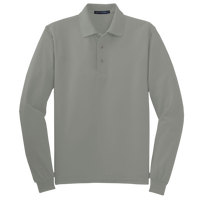 Port Authority Tall Silk Touch Long Sleeve Polo, Cool Grey, Front view