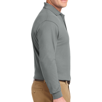 Port Authority Tall Silk Touch Long Sleeve Polo, Cool Grey, Right Sleeve view