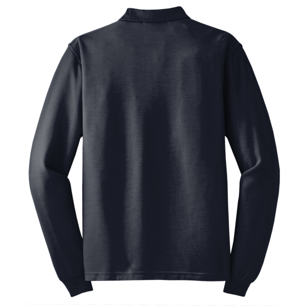 Port Authority Tall Silk Touch Long Sleeve Polo, Navy, Back view