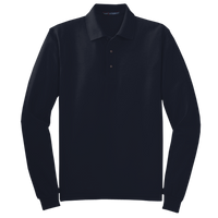 Port Authority Tall Silk Touch Long Sleeve Polo, Navy, Front view