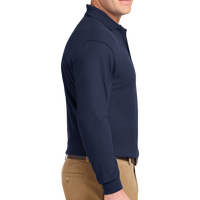 Port Authority Tall Silk Touch Long Sleeve Polo, Navy, Right Sleeve view
