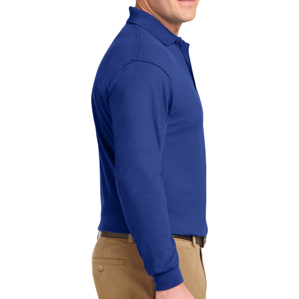 Port Authority Tall Silk Touch Long Sleeve Polo, Royal, Right Sleeve view