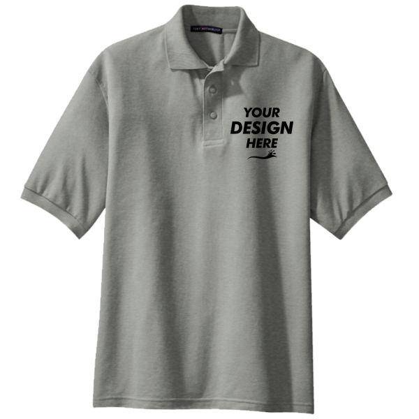Port Authority Tall Silk Touch Polo, Cool Grey, Front view, Mockup