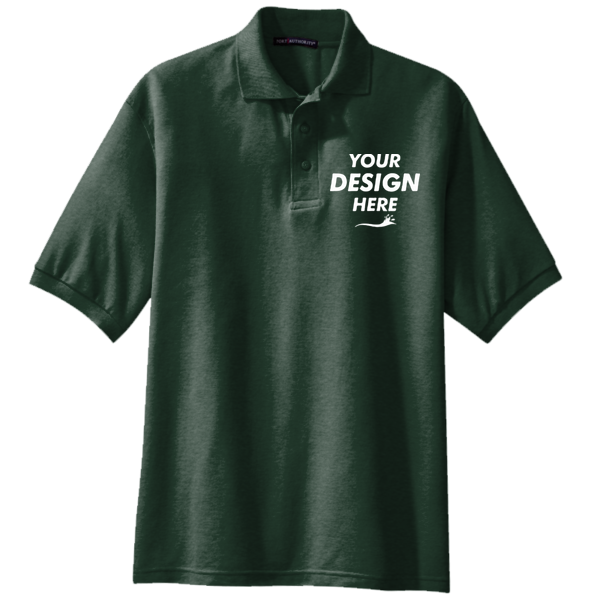 Port Authority Tall Silk Touch Polo, Dark Green, Front view, Mockup